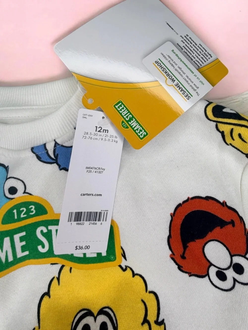 Sesame Street Kids' Print 2 Piece Outfit Set (Used Pants) (New Sweater) (12M)